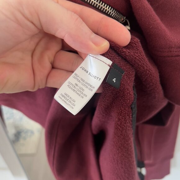 700 John Elliott Burgungy Villian Hoodie Size 4 Color Red Maroon - Picture 5 of 6